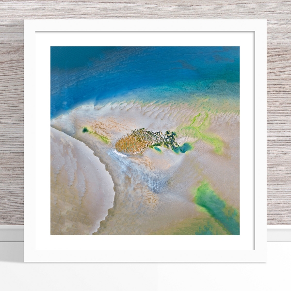 Chris Saunders - 'Aerial Coast 008' White Frame