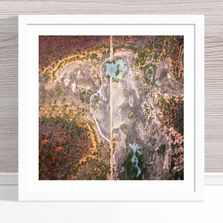 Chris Saunders - 'Aerial Outback 001' White Frame