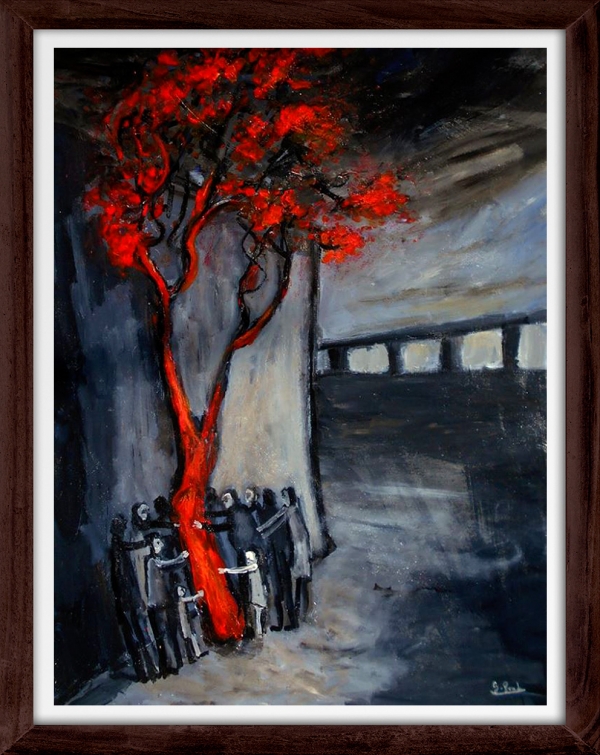 Glenn Brady - 'Around the Red Tree' Framed