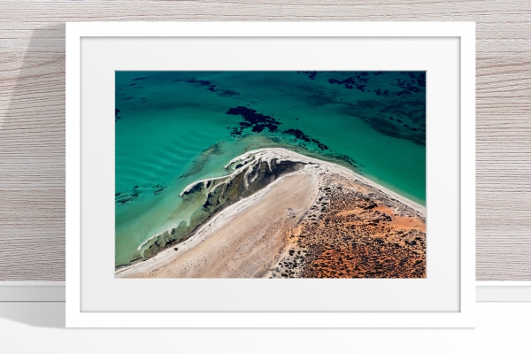 Jason Mazur - 'Shark Bay Aerial 171' White Frame
