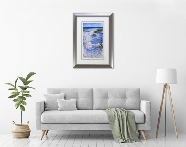Coastal Tranquility Framed in a room